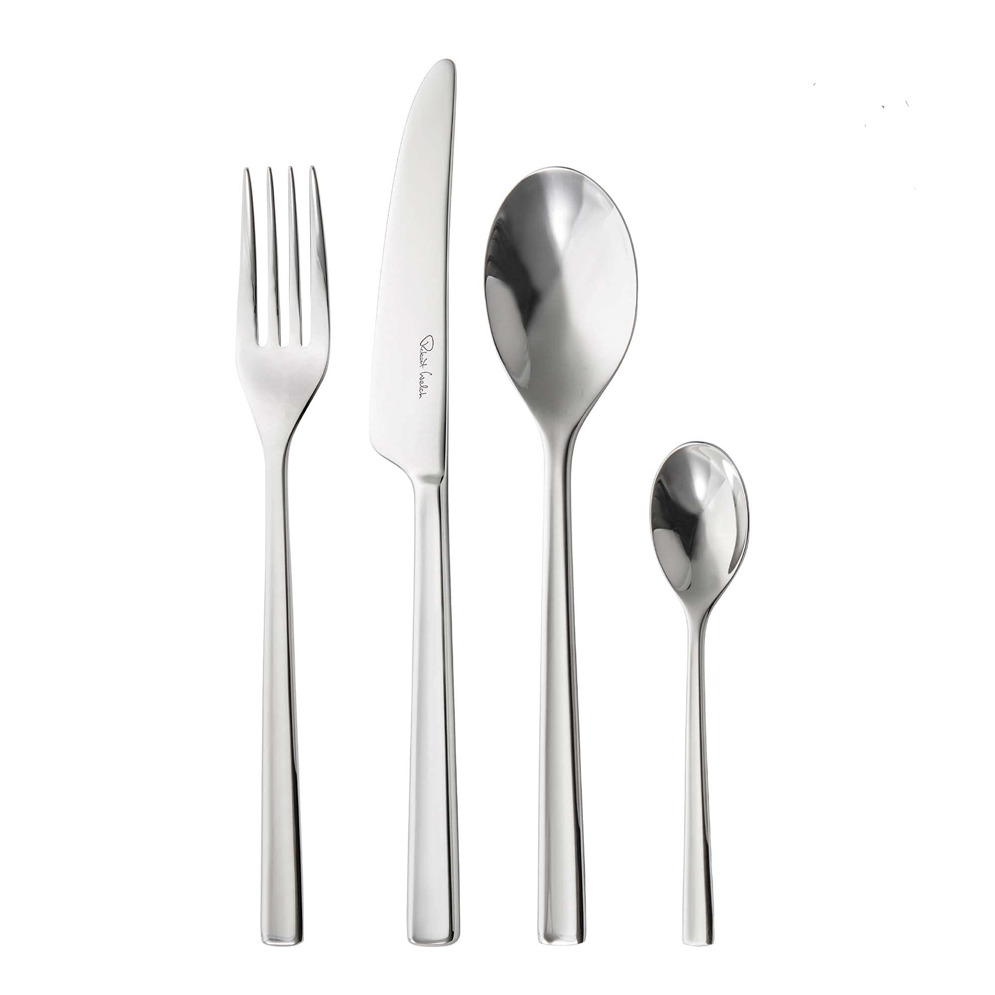 Robert Welch Blockley Bright, 24 Piece Cutlery Set for 6 People. Made from Stainless Steel. Dishwasher Safe.