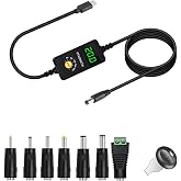 Universal USB C to DC Adapter, Barrel PD Trigger Cable, USB-C to DC 5V 9V 12V 15V 20V Adapter Cable with LED Display, for Netbook, Tablets, Led Light, Lamps, Routers