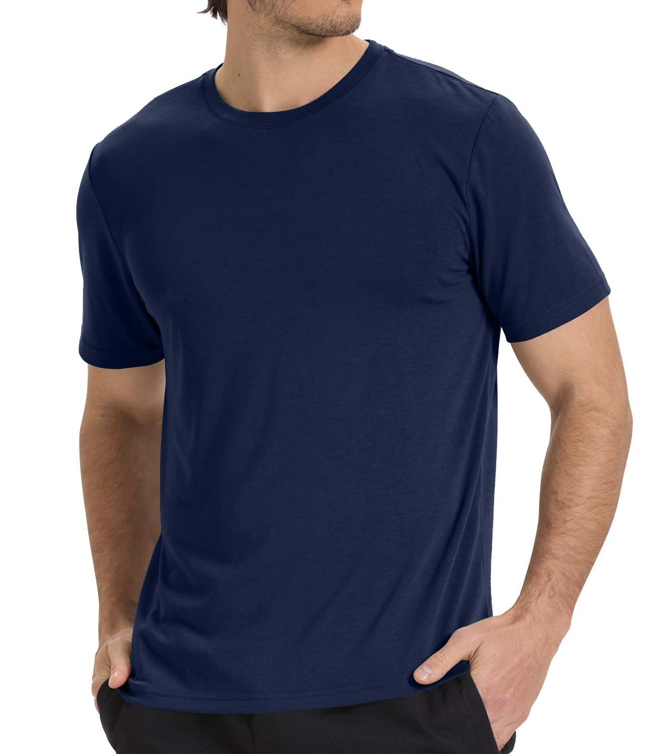 Photo 1 of xxl-BAMBOO COOL Men's Crewneck T-Shirts Short Sleeve Heavy Weight Tees Moisture Wicking Undershirts Casual Basic T Shirt