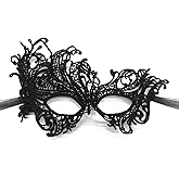 TFTSR Masquerade Masks for Women Couples & Men - Adults Party Lace Costume Mardi Gras & Venetian Dress Mask in Black & Gold