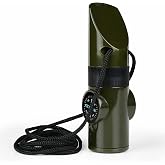 Emergency Survival Whistle, 7-in-1 Outdoor Multifunctional Tool Safety Whistle with Lanyard, Ideal for Kayaking, Boating, Hiking, Camping, Climbing, Hunting, Fishing, Rescue Signaling