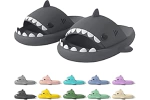 rosyclo Shark Slides for Women and Men, Cute Shark Slippers Adult Youth Cloudy Summer Soft Lightweight Anti-Slip Thick Sole Beach House Cloud Cushioned Shower Slide Sandals Indoor Outdoor