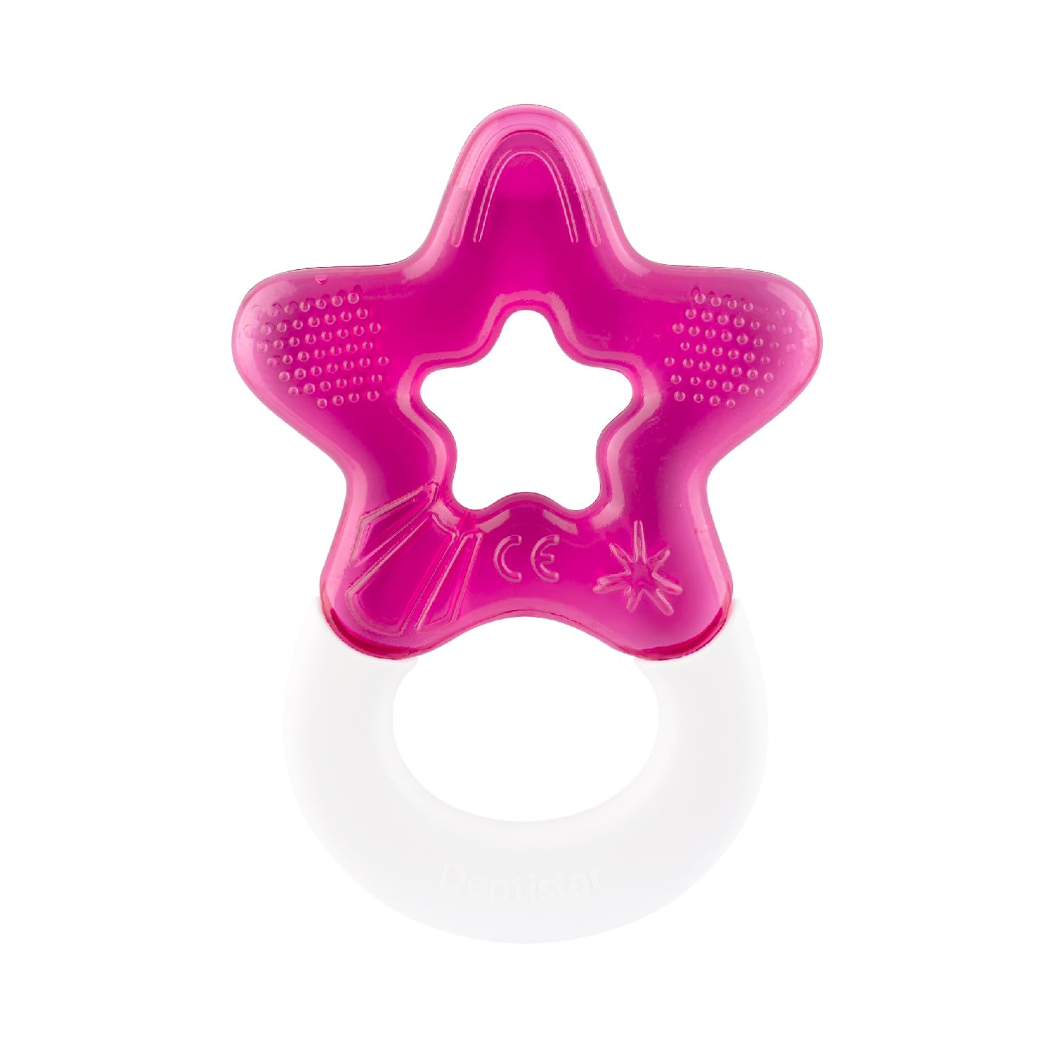 Dentistar Cool Teething Star Pack of 1, Teething Baby Toy for Infants Aged 3+ Months, Soft Silicone Baby Teething Ring for Tooth and Gum Pain Relief – Pink