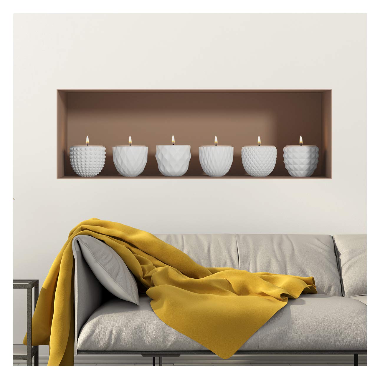 Sticker 3D Effect |Wall Decal Candle– Wall Paper Decoration Optical Illusion Rooms and Living Rooms - 30 x 90 cm