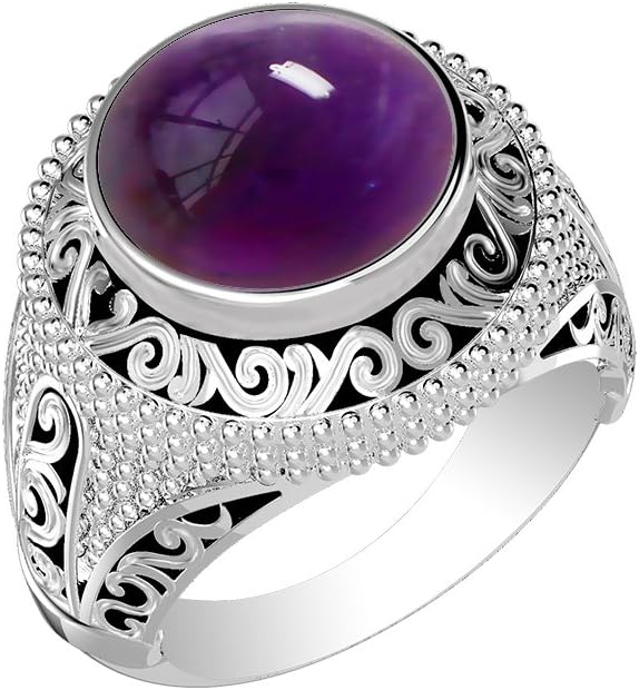 5.70ctw, Genuine Amethyst Round & .925 Silver Plated Cocktail Solitaire Rings