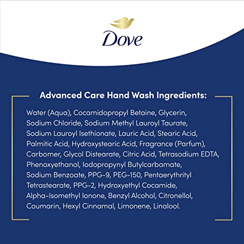 DOVE ADVANCED CARE HAND WASH DEEP MOISTURE 4 COUNT FOR SOFT, SMOOTH SKIN, MORE MOISTURIZERS THAN THE LEADING ORDINARY HAND SOAP, 12 OZ