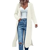 Danedvi Long Cardigan Sweaters for Women Ribbed Knit Open Front Long Sleeve Oversized Fall Casual Coat with Pockets