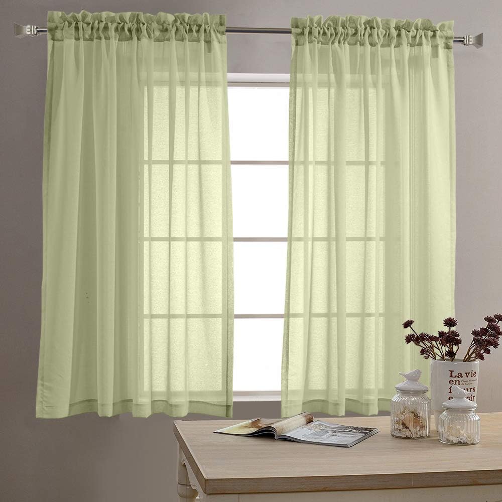 jinchan Sheer Curtains for Living Room 63 inch Length Window Curtains for Bedroom