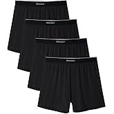 DAVID ARCHY Ultra Soft Modal Boxers for Men, Silky Stretchy Boxer Shorts, Breathable Loose Men's Underwear for Sleep 4 Pack