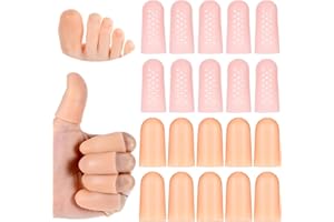 Wanmu Gel Finger Cots with Air Holes, 20 Pcs Nail Biting Prevention Finger Gloves, Finger Protectors, Finger Covers for Relief Hand Eczema, Healing for Wounds, Trigger Finger, Finger Cracking, Finger