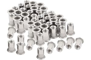 WANNABI 50pcs Stainless Steel 1/4"-20 Rivet Nuts Threaded Insert Nutsert Rivnuts