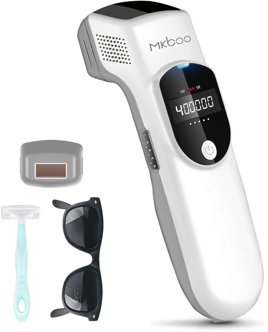 MKBOO IPL Permanent Laser Hair Removal with Skin Detection 400,000 Flashes Facial Body Profesional Hair Remover with LCD Screen