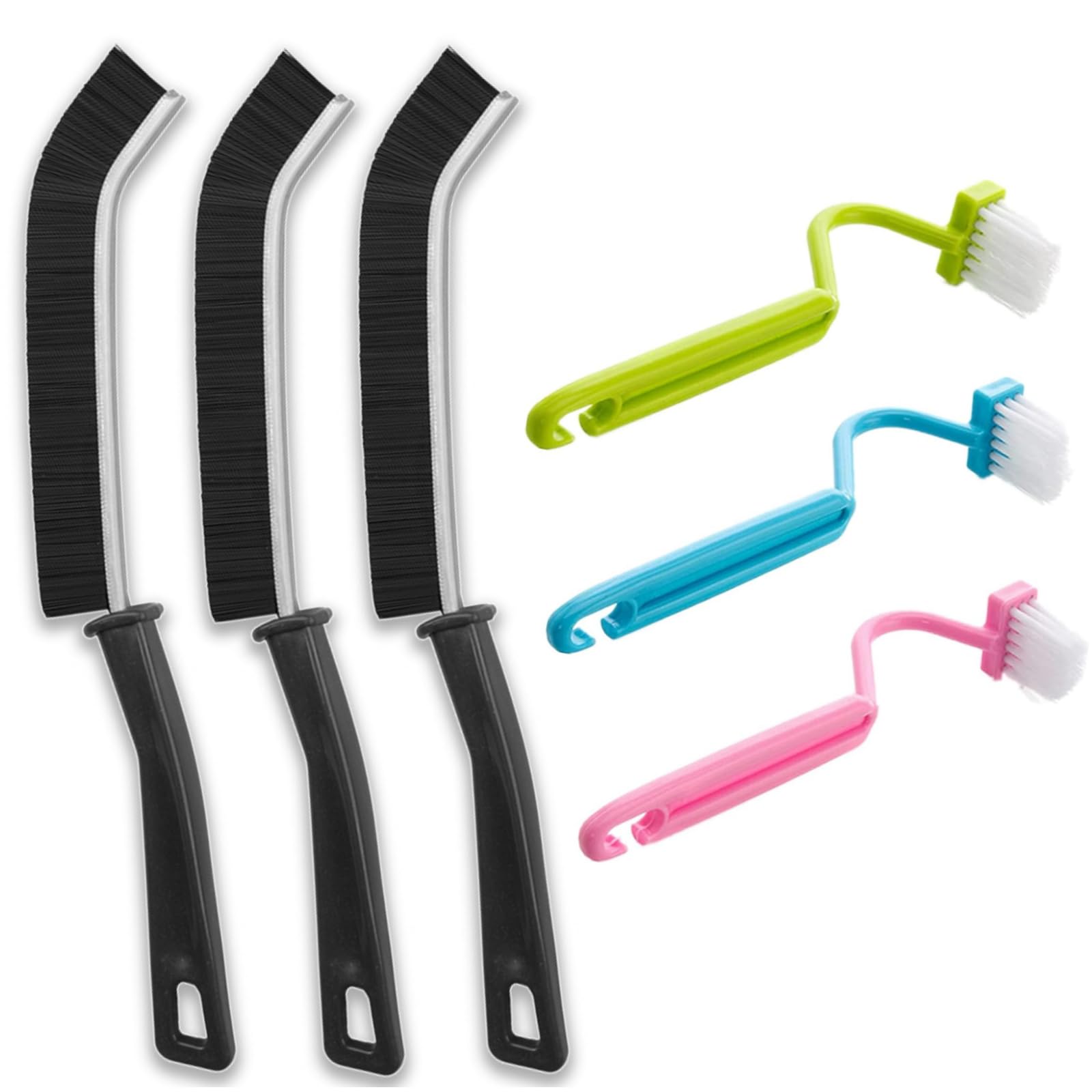 6 Pcs Crevice Cleaning Brush Under Rim Toilet Brush Toilet Edge Brush Curved Toilet Brush Gaps Cleaning Brush Window Groove Brush Multifunctional Corner Rim Cleaning for Bathroom Kitchen