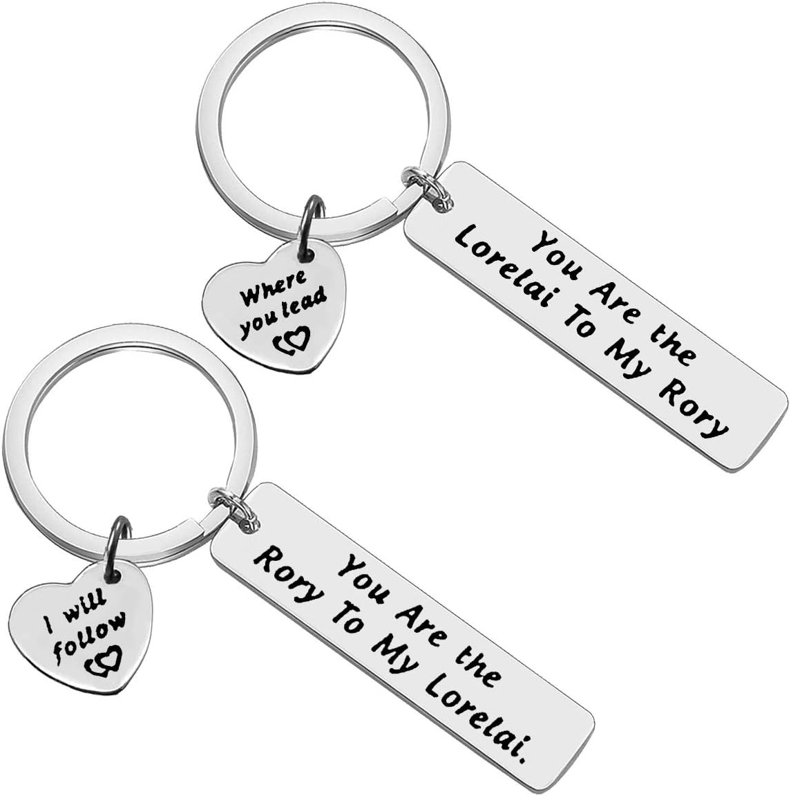 Mother Daughter Gift Set for 2 Mother Daughter Keyring Set Sisters Gift Gilmore Girs Inspired Keychain Gift Best Friend Gift for Valentines Birthday BFF Gift Where You Lead I Will Follow Keychain Set