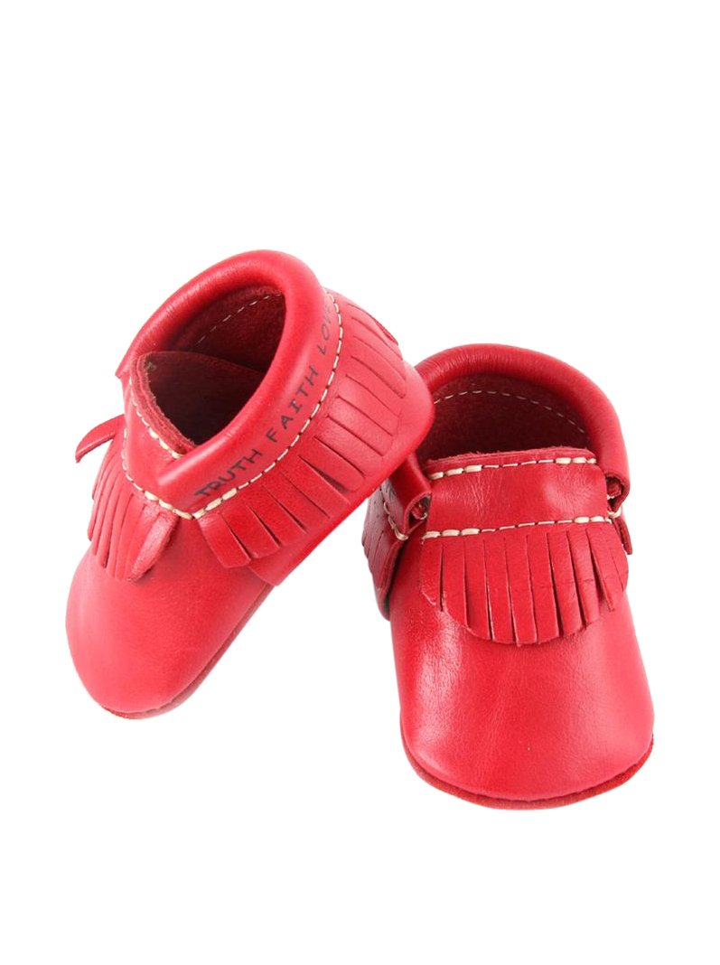 red leather moccasins