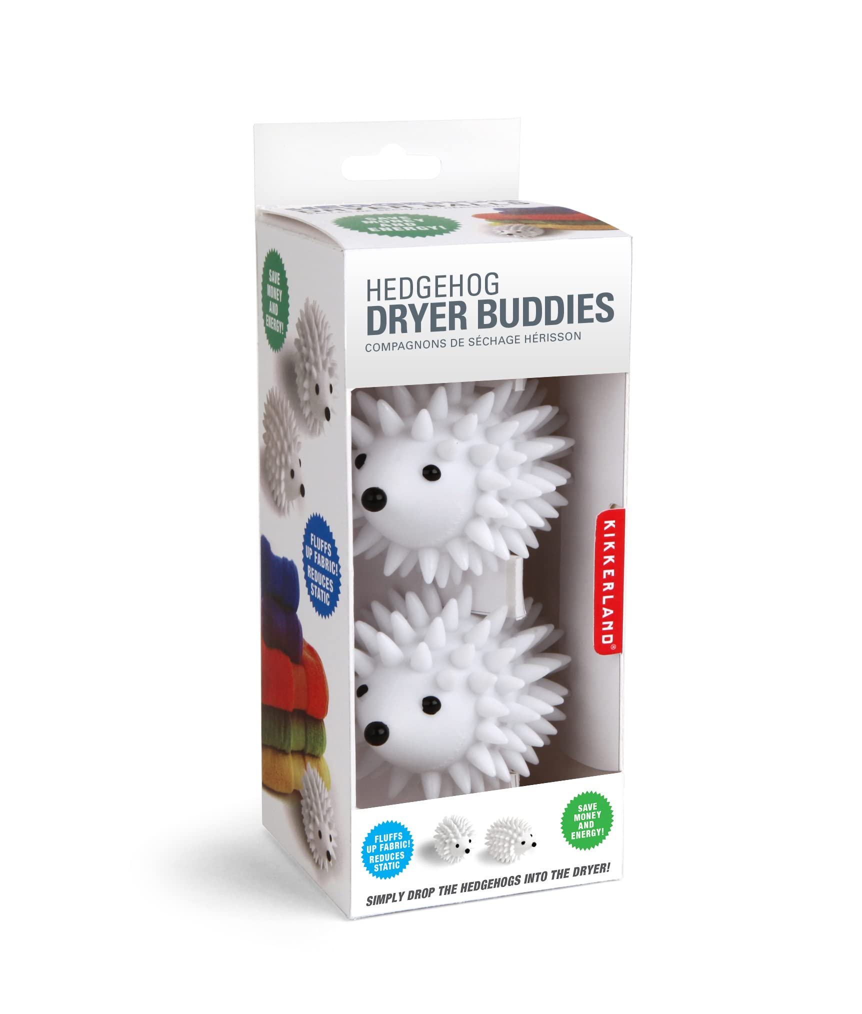 Kikkerland TPR Hedgehog Dryer Buddies, Set of 2, White