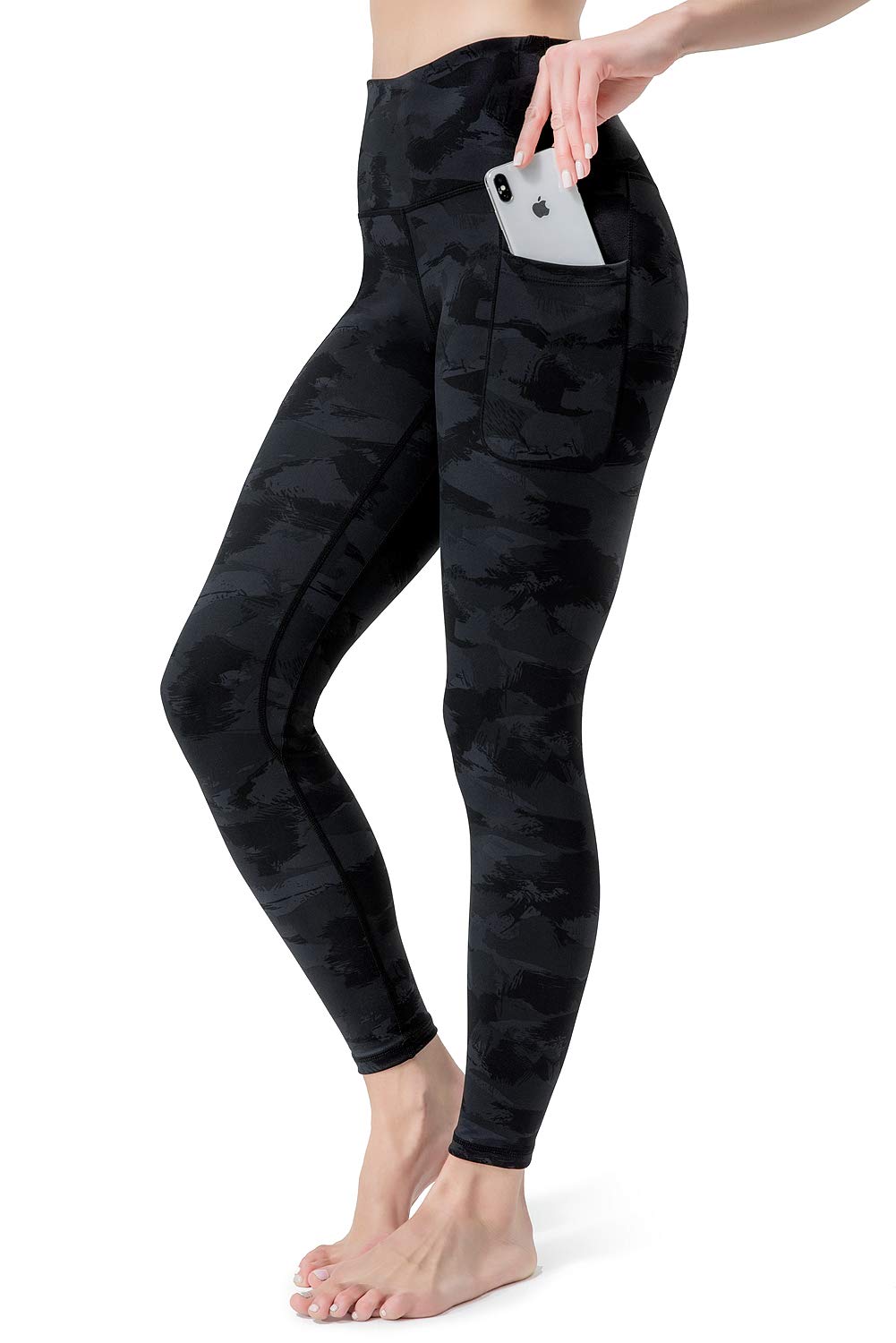 FETY Women&amp;#39;s Workout Leggings with Pockets High Waisted Pattern Yoga Pants for Women Tummy Control Yoga Leggings