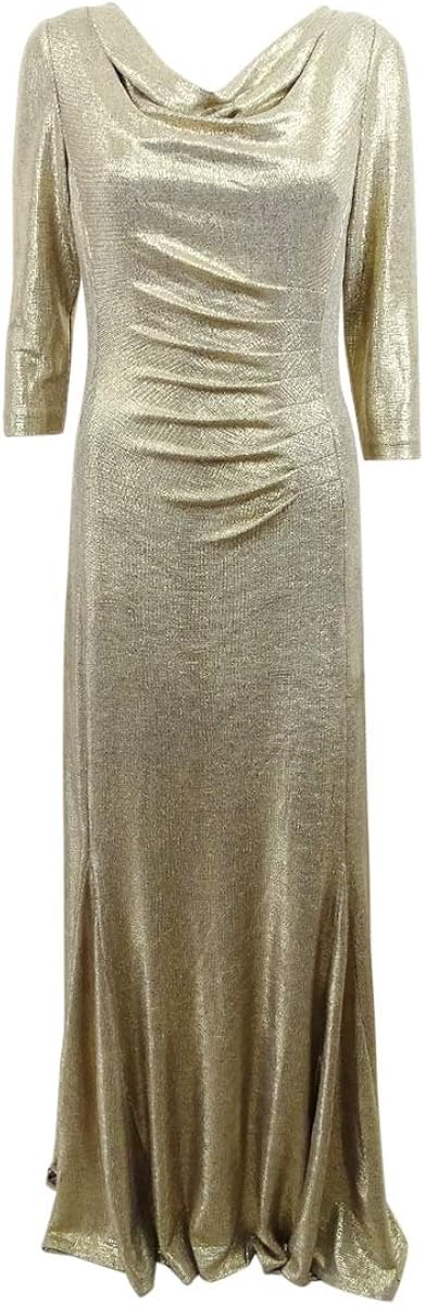 tahari black and gold dress