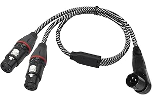 SZLliyxs 2FT Right Angle XLR Male to Dual Female Cable,Y XLR Splitter Cable,90 Degree Angle Male to 2 Female, Stereo Mic to L