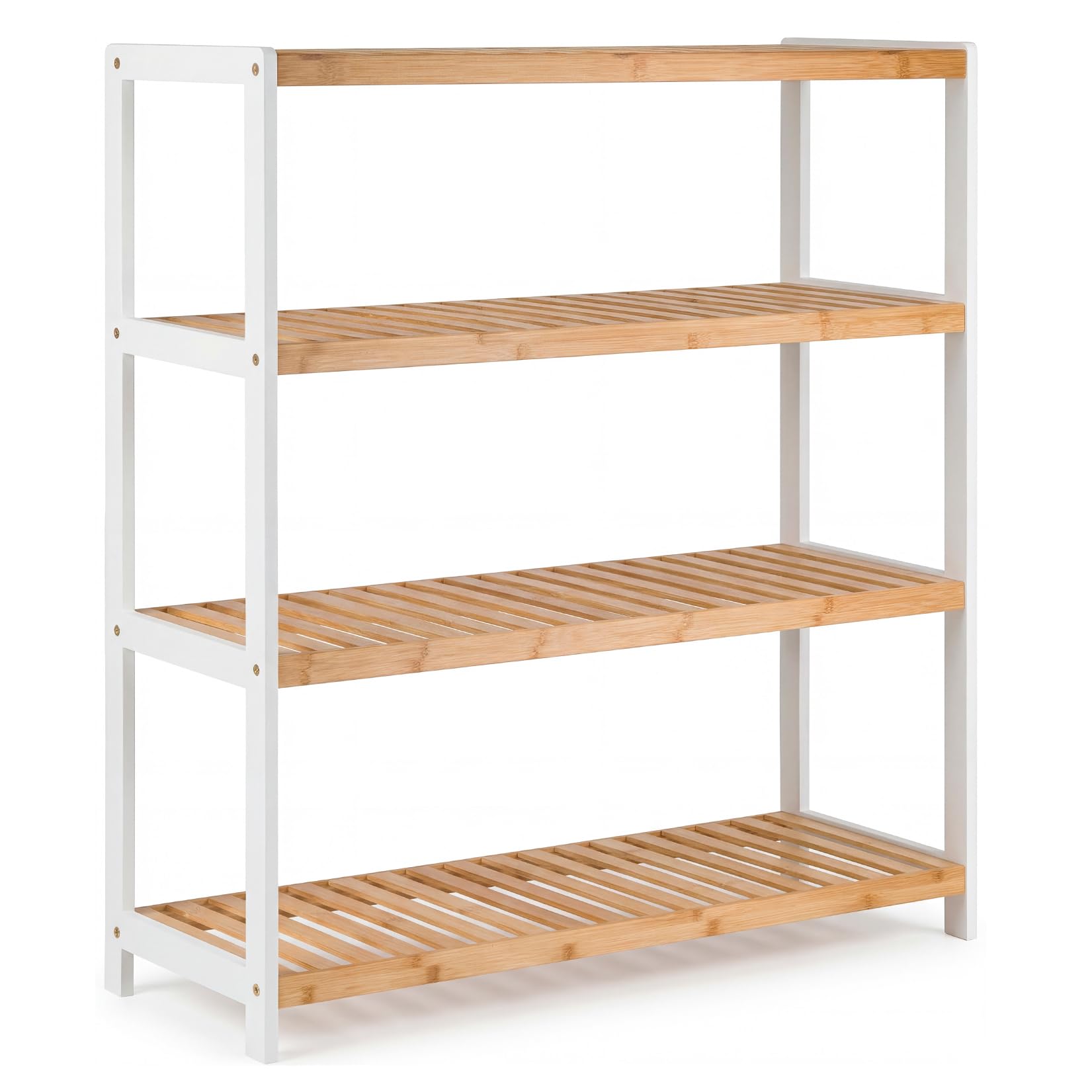 woodluv 4-Tier Shoe Rack, Shoe Storage Organiser, Wooden Storage Rack, Shoe Shelf for Hallway, Living Room, Plants Books, Bedroom,Bathroom - 69D x 26W x 80H cms