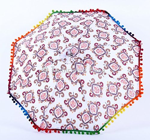 Exclusive- Indian Handmade Ethnic Mandala Work Design Traveling Folding Carryable Cotton Sun Base Umbrella Home Décor 25 Inch Approx.