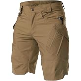 Men's Hiking Shorts Waterproof Tactical Cargo Short Pants Quick Dry Work Shorts with Multi Pockets(No Belt)