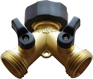 Flantor Hose Connector, Brass Garden Hose Splitter/Hose Faucets/Hose Valve, 2 Way Solid Brass Y Valve Garden Hose Connector Made from Solid Piece of Brass
