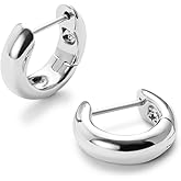 Ana Luisa Giulia Huggie Hoop Earrings for Women - Hypoallergenic Water-Resistant Tarnish-Free Chunky Earrings for Women - 14K Gold Plated & Silver Rhodium Plated Hoops - Small, Medium & Large Size