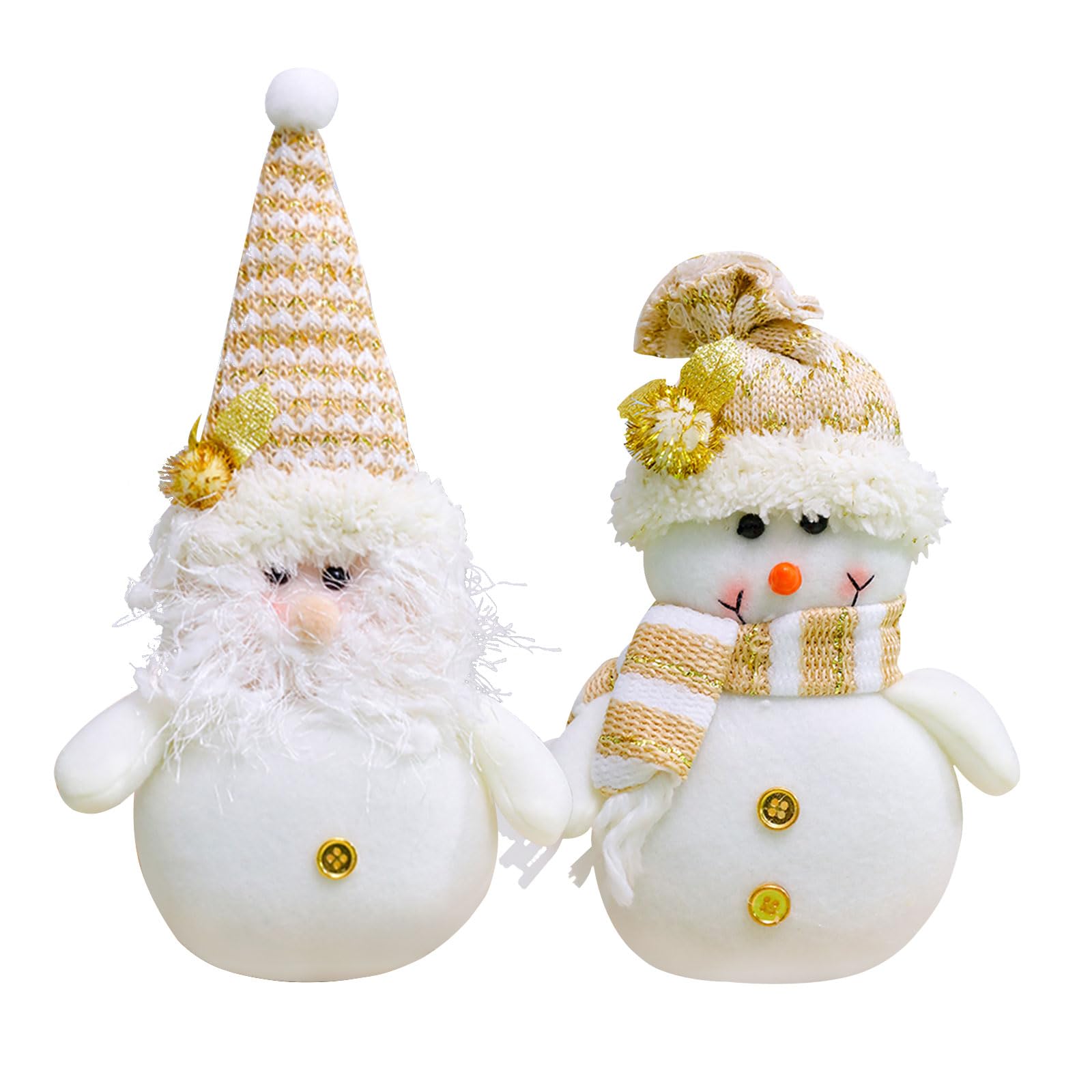 2PCS White Snowman Christmas Gonk Decorations, Handmade Rustic Gnomes Plush Decor, Xmas Table Decorations Winter Gonk Gnome Decoration for Holiday Home Kitchen Coffee Bar Party