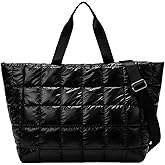 VALTESSA Large Tote Bag for Women, Lightweight Travel Tote Handbags, Puffer Tote Bag with Zipper, Yoga Bags Quilted Work Bag