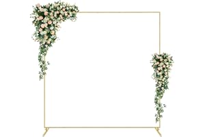 HAITRAL Gold Square Backdrop Stand | Wedding Balloon Arch Stand Metal Arch Stand for Ceremony | 6.6FT Arched Backdrop Frame for Birthday Party Baby Photo Garden Background Decoration