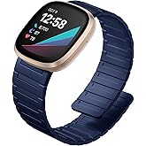 Ouwegaga Magnetic Band Compatible with Fitbit Versa 4 Bands/Versa 3/Sense/Sense 2 Bands for Men Women, Soft Sport Silicone Strong Magnet Waterproof Strap Compatible with Fitbit Smartwatch