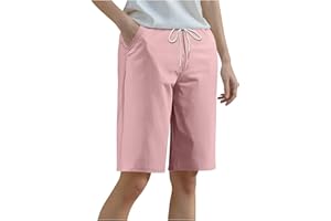 Womens Plus Size Bermuda Shorts Knee Length Loose Fit Lounge Athletic Shorts with Pockets Ladies Elegant Short Pant
