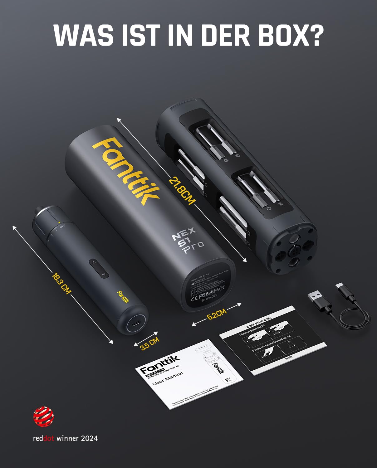 Fanttik S1 Pro 3.7V Magnetische Electric Screwdriver, Leistungsstarkes-Schraubendreher-Set mit 16 Bits, Einstellbare 3 Drehmomente bis zu 6 Nm, 2000-mAh-Akku, Geeignet für die Möbel/Computerreparatur 9