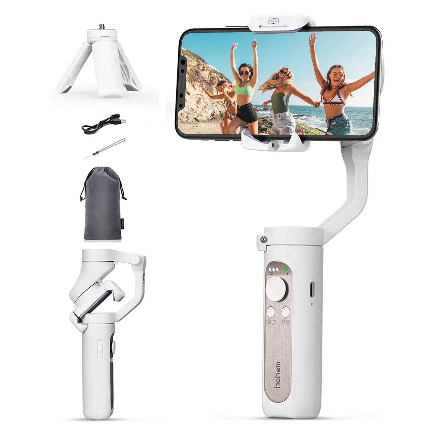 Hohem iSteady X Smartphone Foldable 3-Axis Gimbal Handheld Stabilizer Compatible for iPhone 12 11 Pro Max/11/XsMax/XS/XR w/ Auto Inception/Dolly Zoom/Time-Lapse for Vlog Youtuber Live Video