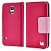 Galaxy S5 Case,by HiLDA,Wallet Case,PU Leather Case,Credit Card Holder,Flip Cover Skin,Galaxy SV I9600[Rose]
