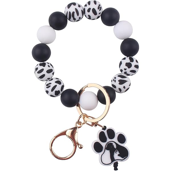 Llavero Con Estampado De Leopardo Con Cuentas, Llavero De