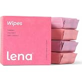 Lena Period Wipes - pH Balanced for Menstrual Cup &amp; Feminine Hygiene | for Teen Girls and Women, Flushable &amp; Disposable Mini Compact Wipes, Clear, Fragrance-Free, Unscented Disc Cleaner