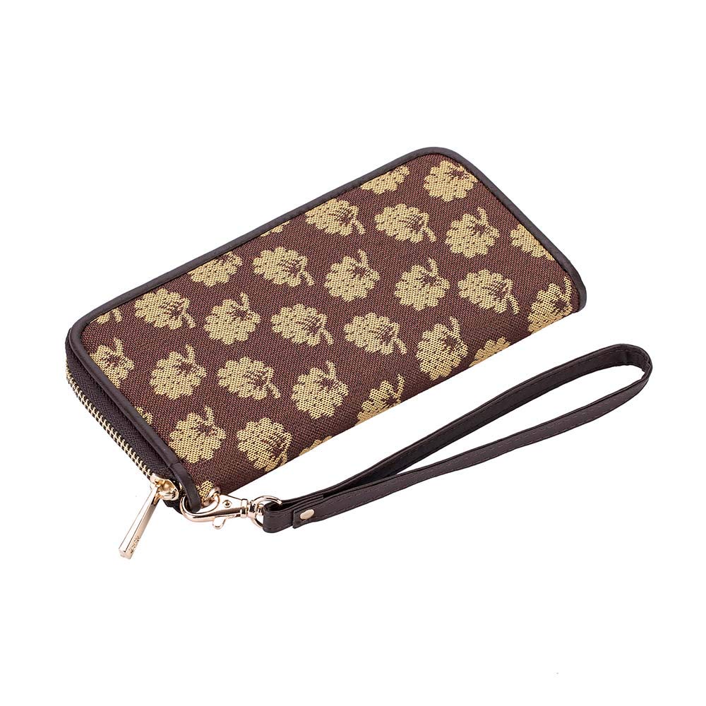 Signare Tapestry Long Zip RFID-Blocking Credit Card Holder Wallet for Women with Flower and Garden Design (Jane's Oak, LZIP-JANE)