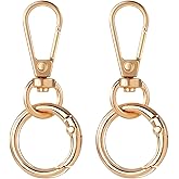 OIIKI 2 Sets Swivel Clasp Clip, Metal Swivel Snap Hooks, Double Opening Key Chain Clip with Key Ring for DIY Crafts, Jewelry Clasps, Lanyard Making -Light Gold