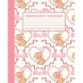 Composition Notebook Wide Ruled: Cute Preppy Pretty Pink Coquette Bows and Bunnies Aesthetic Journal for Women, Teen Girls, Back to School Supplies, College, Work, Office, Writing