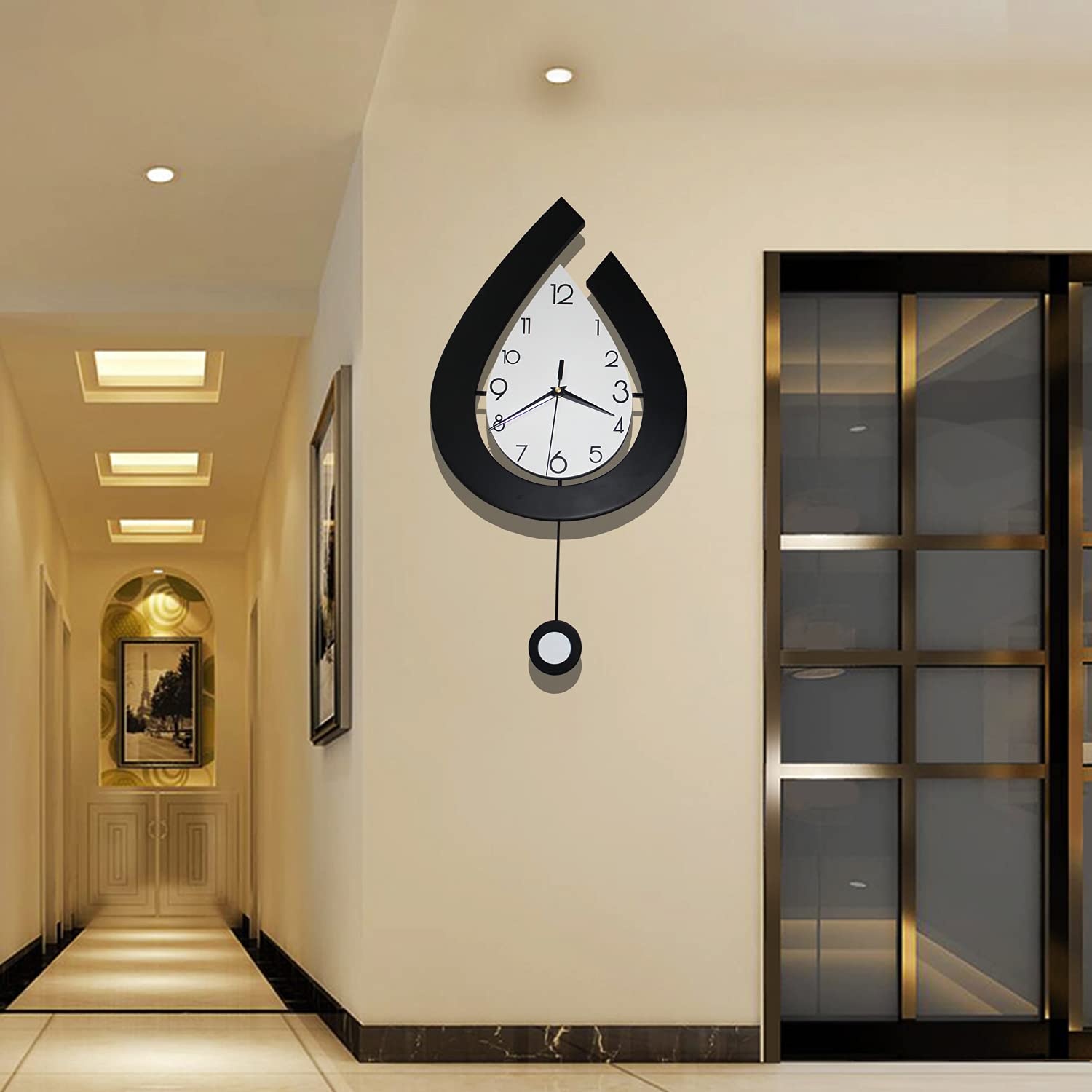 Photo 1 of Decorative Wall Clock for Living Room Decor, SHUNZY Large Modern Wall Clocks with Pendulum Battery Operated for Bedroom Office Kitchen Home, 22.4 Inch Big Silent Wall Clock Non Ticking