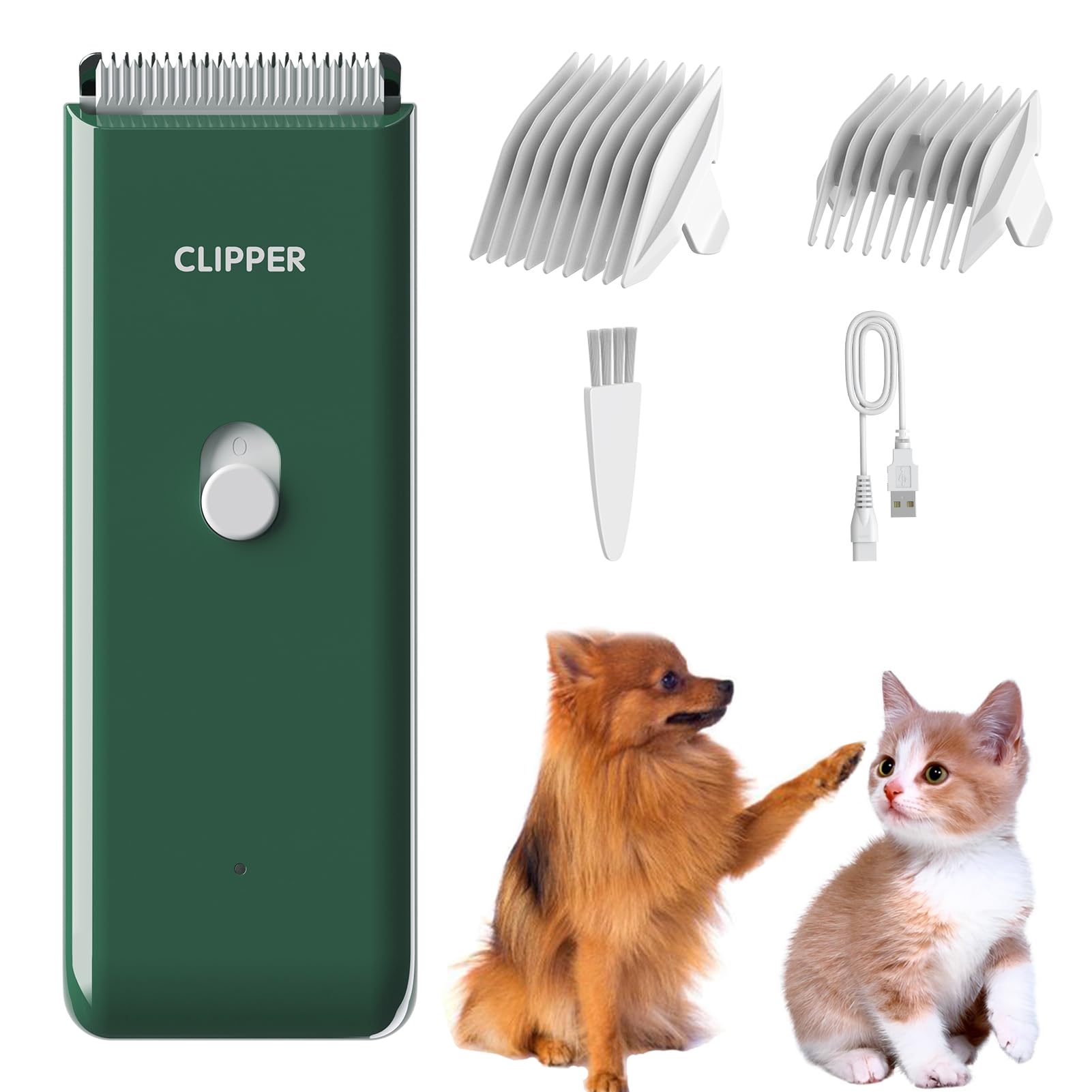 Profi Haarschneidemaschine für Hund Katze, Leise Hundeschermaschine mit Keramische Klinge, Elektrische Tierhaarschneidemaschine, IPX7 Wasserdicht (Grün)