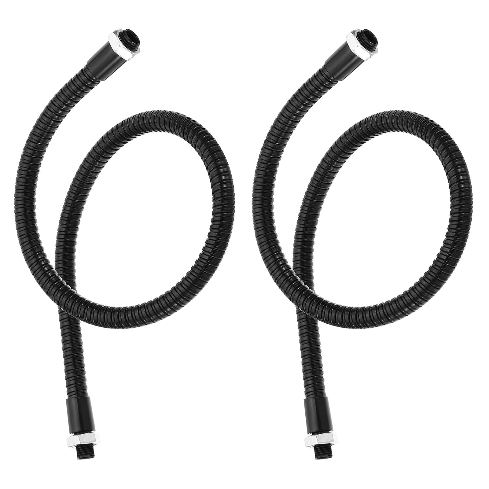 PATIKIL 19.7" Gooseneck Hose, 2 Pcs M8 to M10 Fine Thread Bendable Metal Hose Flexible Arm Soft Tube Extension for Lamp, DIY Equipment, Black