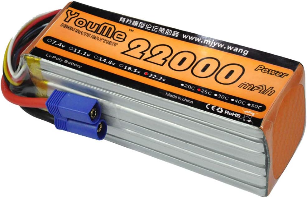 Youme 6S 22.2V 22000mAh LiPo Battery Pack 25C EC5 Plug for DJI S800 S900 S1000+ UAV Drone RC Multicopter E1200 Plant Protection Machine