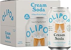 OLIPOP Prebiotic Soda Pop, Cream Soda, Prebiotics, Botanicals, Plant Fiber, 12 fl oz (4 Cans)
