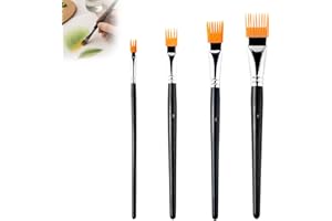 ANYKILL 4PCS Art Grainer Brush Comb Set, Professional Artist Acrylic Paint Brush Comb Set, Small Nylon Bristles Painting Brushes for Acrylic, Oil and Watercolor, Ideal for Artists Beginners, Short Handle