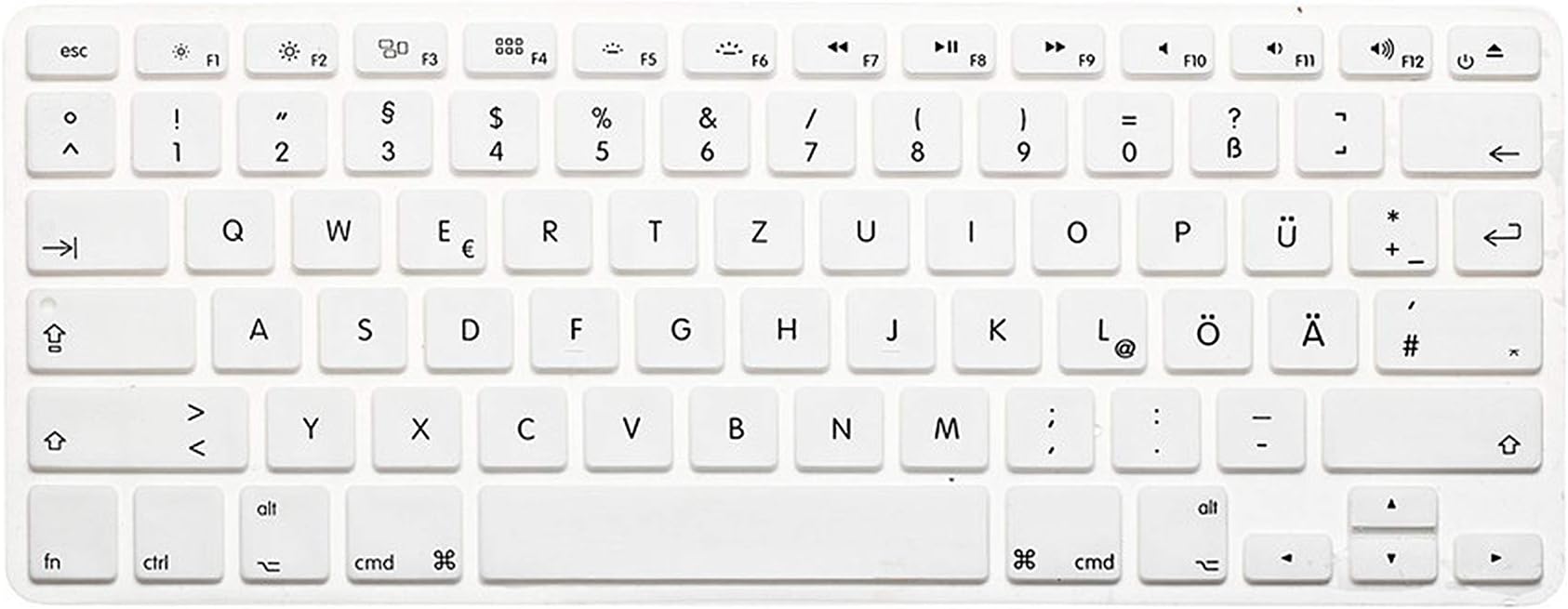 iwreuir Compatible for Us Layout German Letters Keyboard Protector for MacBook Air Pro Retina 13" 15" 17" Laptop Skin Covers for Mac Book 13 15,White