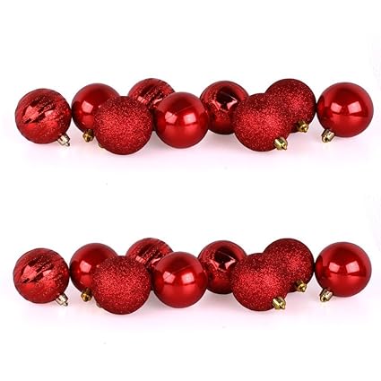 ToCi 18 Weihnachtskugeln Rot glänzend glitzernd Christbaumschmuck Ø 6 cm Kugeln Baumschmuck Weihnachten Deko Anhänger