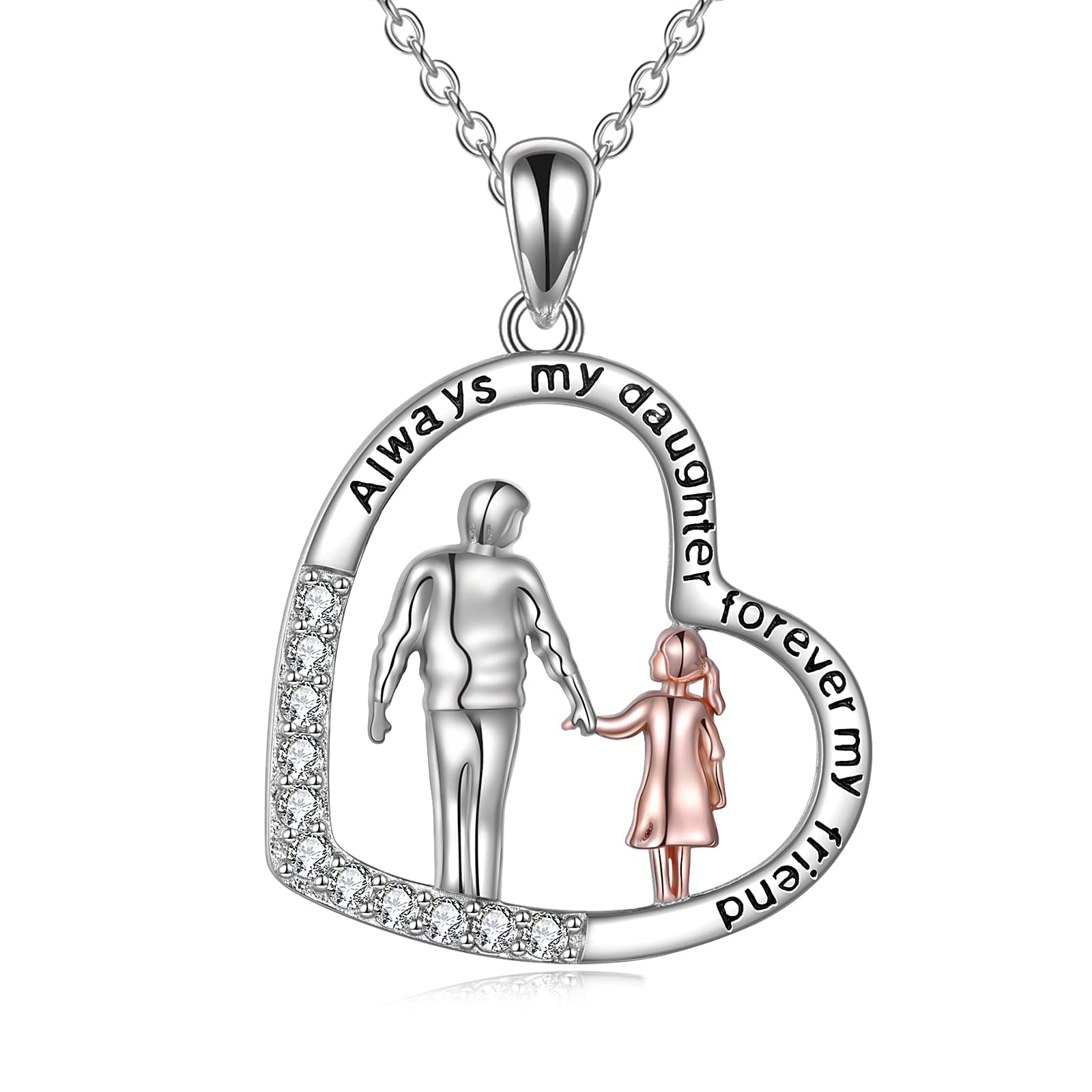 YFN Daughter Birthday Necklace Sterling Silver Pendant Father Jewellery Dad for Daughter Gifts for Man Girls